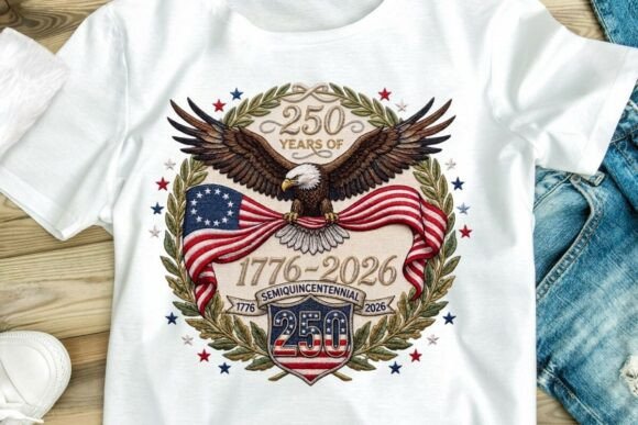 250 Years Freedom Embroidery Eagle PNG