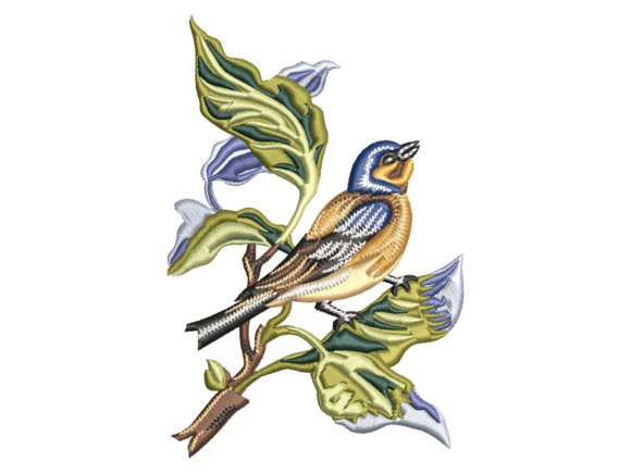 Blue Tit on Bellflower Embroidery