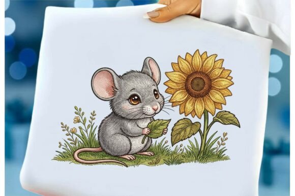 Mouse with Sunflower Embroidery Design Review
