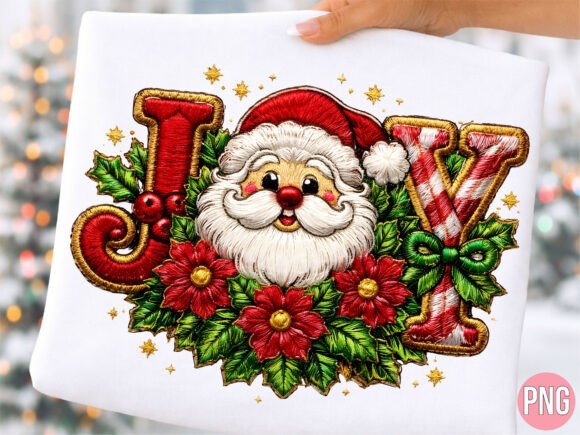 Santa Christmas Embroidery Effect PNG