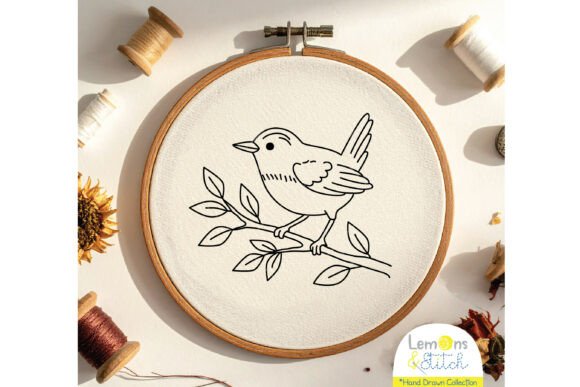 Small Bird on a Branch - Hand Embroidery